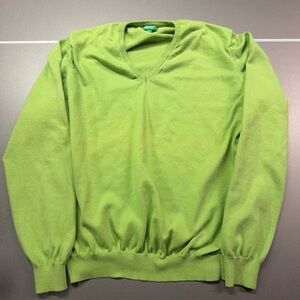 Women’s United Colors of Benetton V Neck PulloverSweater Wool Blend greenSize XL